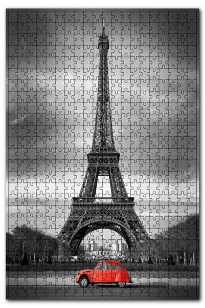 Cakapuzzle Siyah Beyaz Eyfel Ve Kırmızı Araba 1000 Parça Puzzle Yapboz Mdf (a...