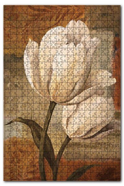 Cakapuzzle Yağlı Boya Beyaz Çiçek Görseli 1000 Parça Puzzle Yapboz Mdf (ahşap)