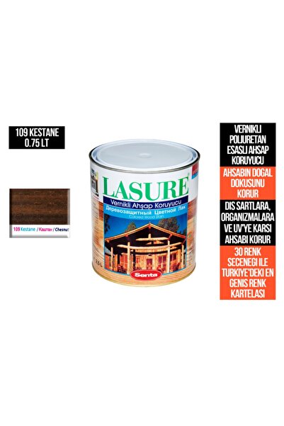 Senta Lasure Ahşap Koruyucu Vernik109 Kestane 0.75 Lt (PİNOTEX VERNİK)