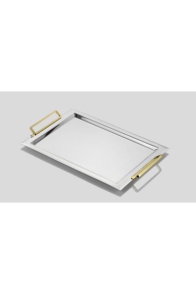 Tiamo Oslo Gold Steel Tea and Serving Tray