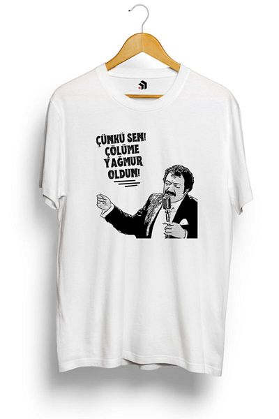 karikatürstore Because You Became Rain To My Desert - Müslüm Gürses Printed T-Shirt
