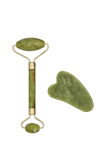 REDSHINE Yeşim Taşı Jade Roller Ve Kalpli Gua Sha Masaj Seti