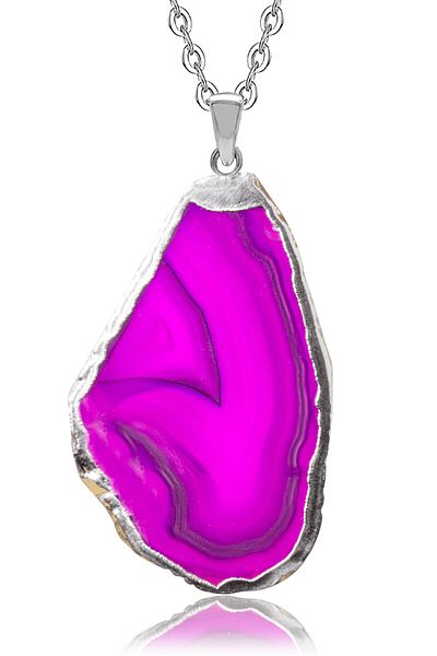 Tesbih Atölyesi High Quality Natural Pink Agate Stone Plate Necklace