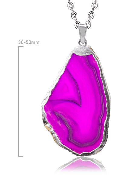 Tesbih Atölyesi High Quality Natural Pink Agate Stone Plate Necklace