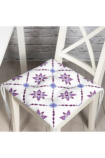 Realhomes Modern Flower Themed Digital Printed Fluffy Square Chair Cushion