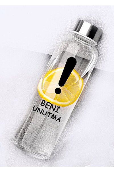 Ayzi Tasarım Beni Unutma Yazılı Cam Su Şişesi 500 ml