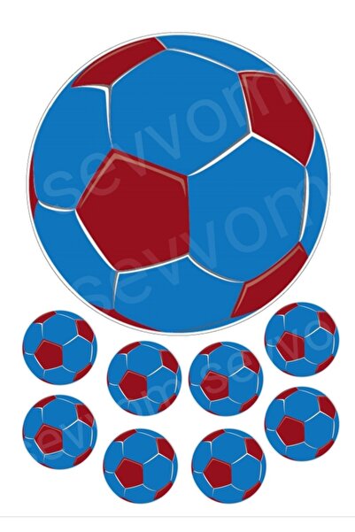 sevvom Bordo Mavi Futbol Topu Resimli Yenilebilir Pasta Kurabiye Üstü Şeker K...