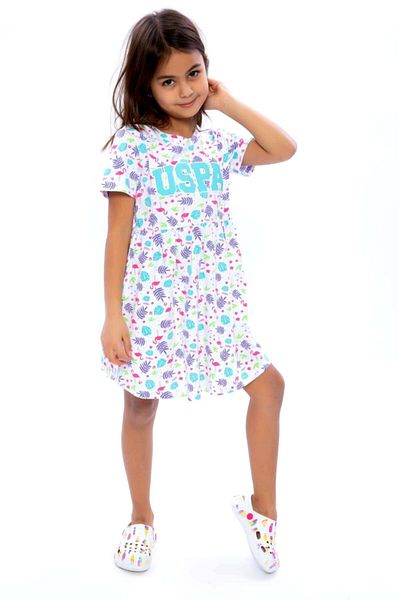 U.S. Polo Assn. Us1080 Licensed Girl's Single Jersey Nightgown White