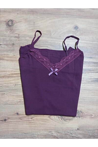 TrendParis Kadın Ip Askılı Dantelli V Yaka Atlet