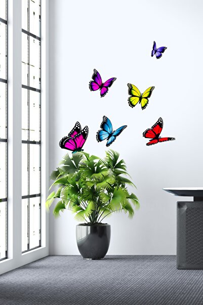 GİZEM SHOP Uv Baskı Renkli Kelebekler Duvar Dekoru En Beğenilen