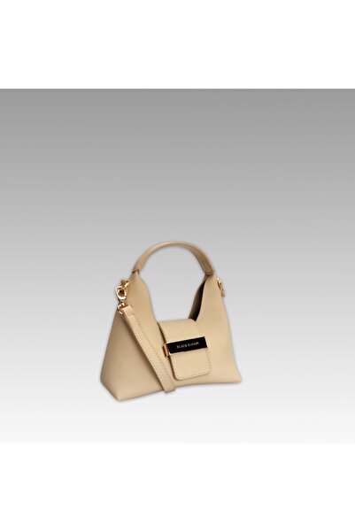 Black Ribbon Ecru Accessory Detailed Mini Bag with Strap
