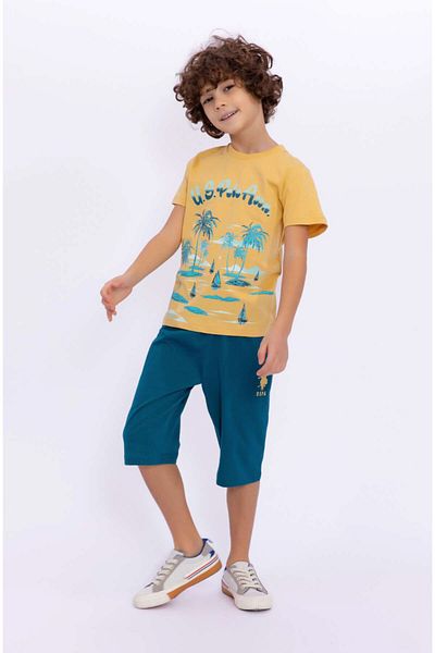 U.S. Polo Assn. Us1004 Set Capri de jerseu simplu pentru băieți