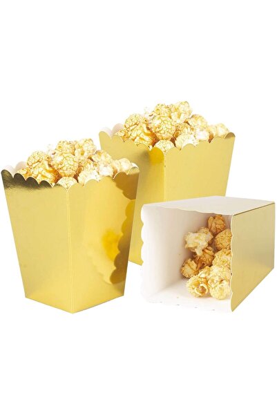 Parti dolabı 8li Gold Altın Sarısı Popcorn Kutusu ( Mısır , Cips Kutusu )