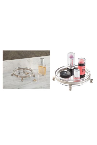 Bosphorus Cosmetic, Make-up Steel Organizer with Round Handle 11x11x3cm