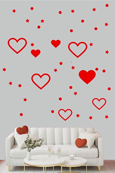 TRC TRAFİK 14 Şubat Sevgililer Günü Kalp Duvar Sticker Kırmızı