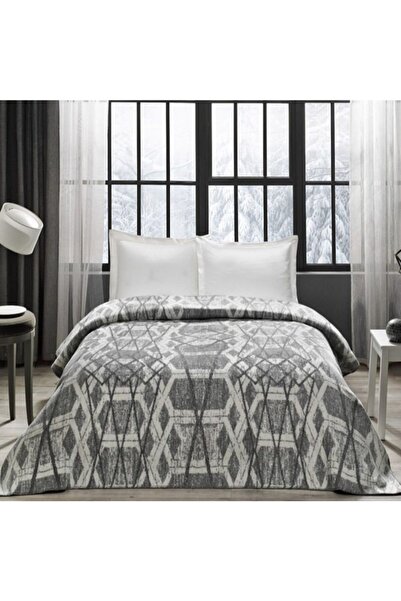 Taç Elina Pamuk Çift Kişilik Battaniye Gri