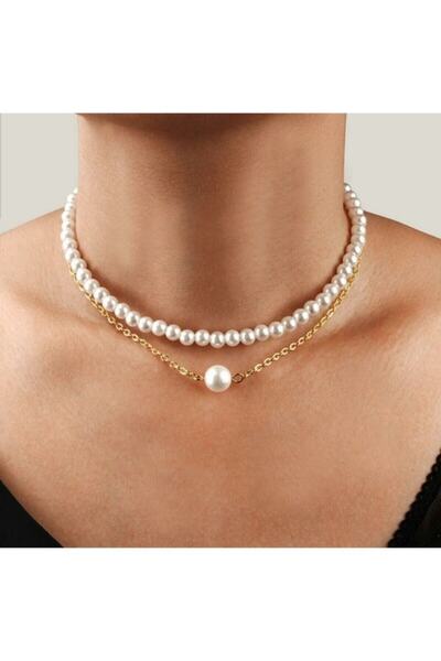 Ayenci Altın Kaplama Inci Kolye 2 Adet Kolye