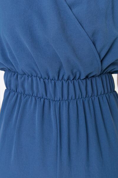 Trendyol Collection Salopetă albastră cu guler dublu țesut cu picioare late TWOSS20TU0100