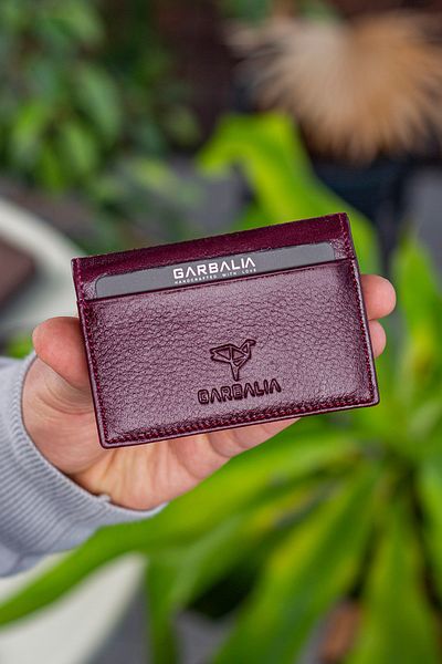 Garbalia Vera Genuine Leather Minimal Claret Red Card Holder