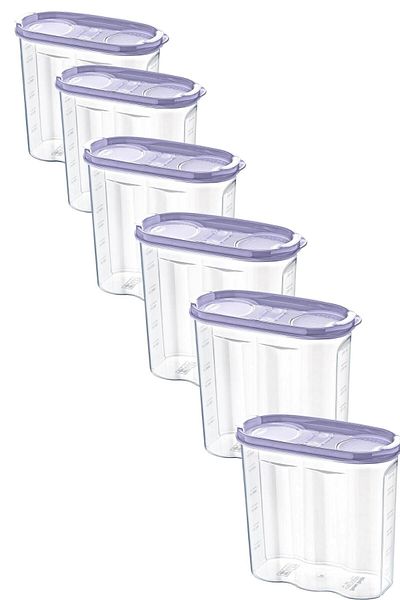 Buffer 2.4 Liter Food Dry Food Storage Box - 6 Pieces, 2 Lids, Scale®-sa940