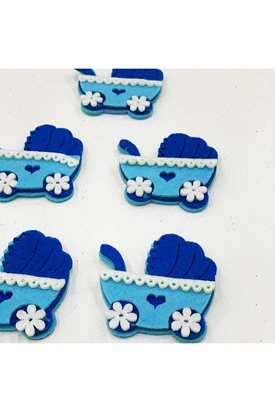 Nikah Şekeri Market Blue Stroller Felt Decoration Material 50 Pieces