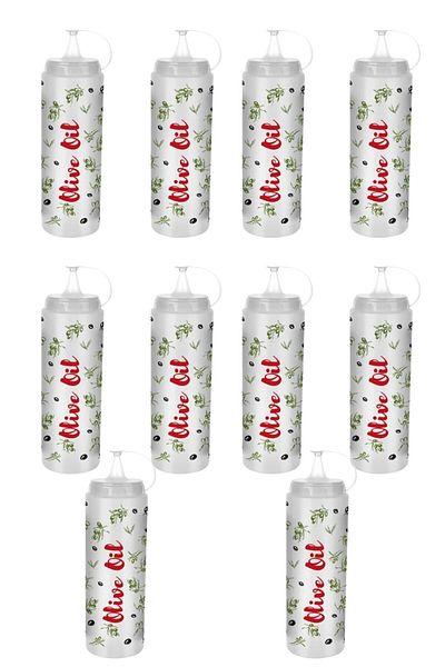 Buffer ® 10 قطع من زجاجة صلصة الزيت المقاومة للتسرب مع غطاء شفاف وعاء زيت بلاستيكي Master Chef Ap-9471