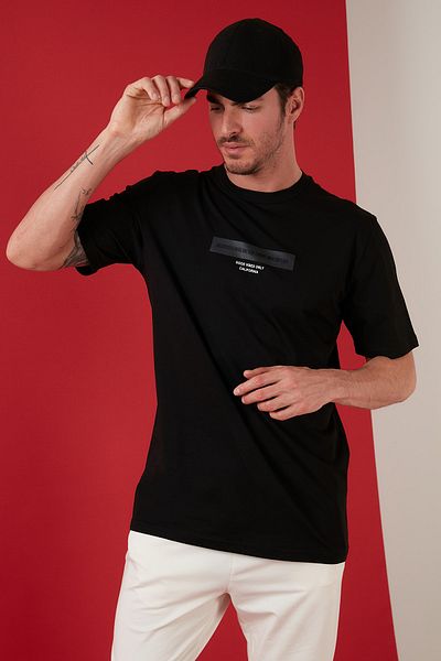 Buratti Tricou oversize din bumbac cu decolteu rotund Tricouri pentru bărbați 5727401