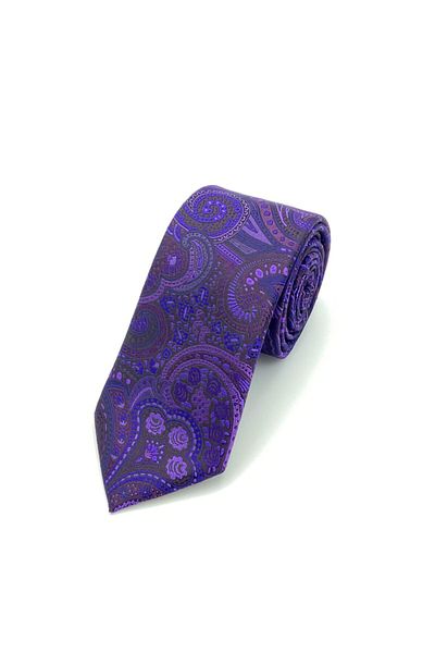 Brianze Purple Shawl Pattern Necktie Handkerchief Set