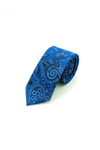 Brianze Blue Shawl Pattern Tie Handkerchief Set