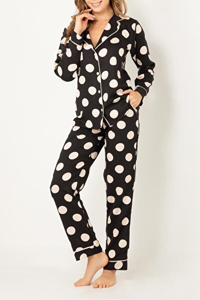 Doremi Polka Dot Natural Viscose Soft Buttoned Pajama Set