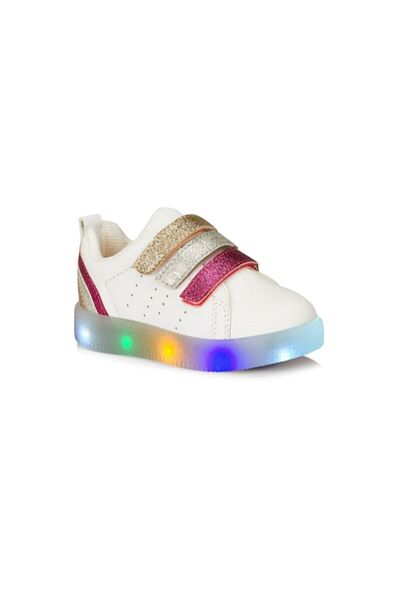 Vicco Sun Girl's White-fuchsia Lighted Sports Shoes