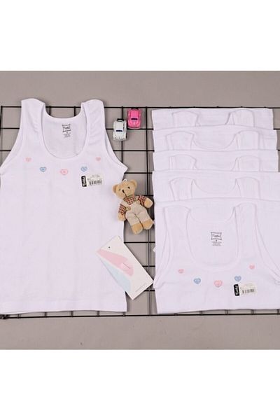 Tutku 0166 Tricou alb pentru fete - curea lată, set de 3