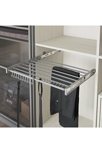 STARAX Telescopic Rail Pants Holder with Plastic Cover 45cm Gray Color S-6302-g