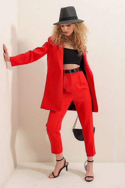 HAKKE Belted Back Elastic Trousers