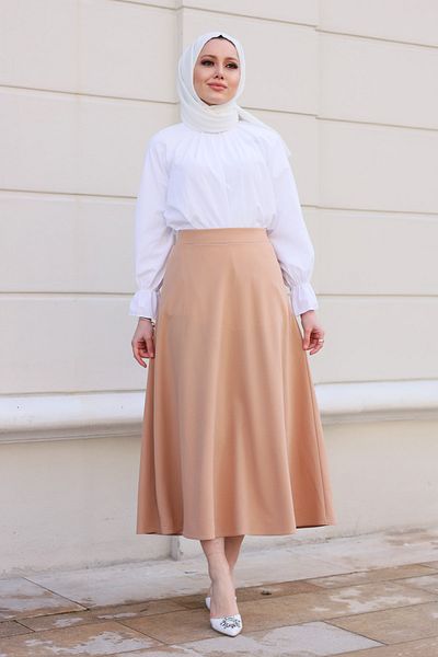 VOLT CLOTHİNG Milchbrauner ausgestellter Rock