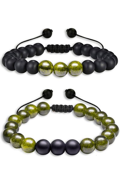 Tesbih Atölyesi Certified Natural Zebercet Peridot Onyx Stone Natural Stone Bracelet Set