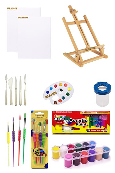 GLANCE Rich Funny Kids 15 ml Akrilik 12 Li Masaüstü Şövale Seti