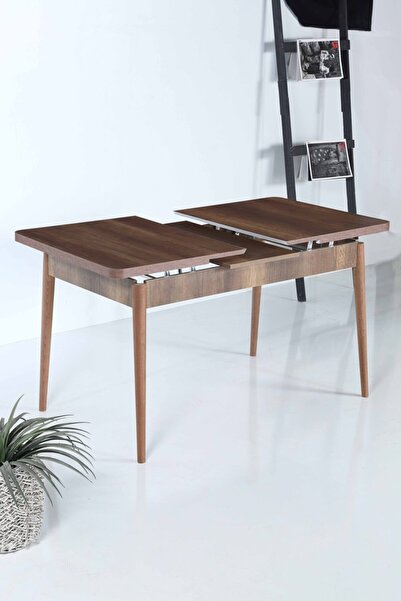 Genel Markalar 170x80 Barok Ceviz Açılır Yemek Ve Mutfak Masa Takımı 6 Sandalyeli