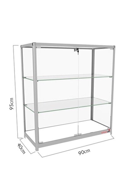 TEDA Camlı Vitrin - Camlı Dolap - Camlı Koleksiyon Vitrini - Cam Raf - Kurulu Ürün 95x90x40