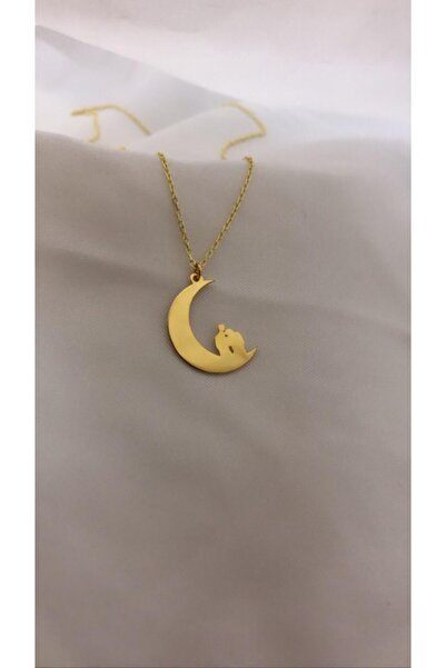 Hilal Manzaram 45cm Parlak Gold Sevgiliye Hediye Gümüş Kolye