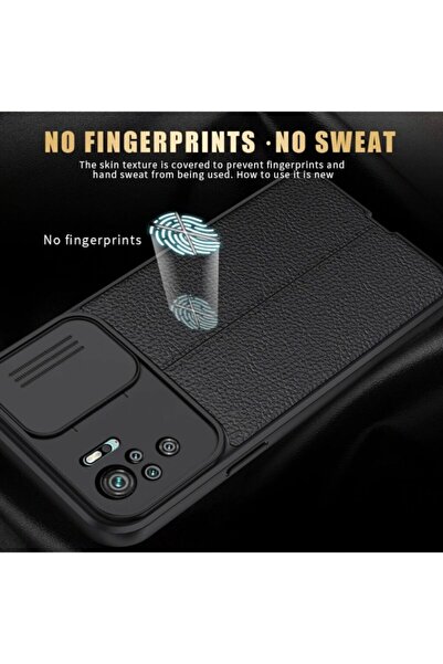 Fibaks Xiaomi Poco F3/redmi K40 Uyumlu Kılıf Sürgülü Slide Kamera Korumalı Deri Görünümlü Silikon