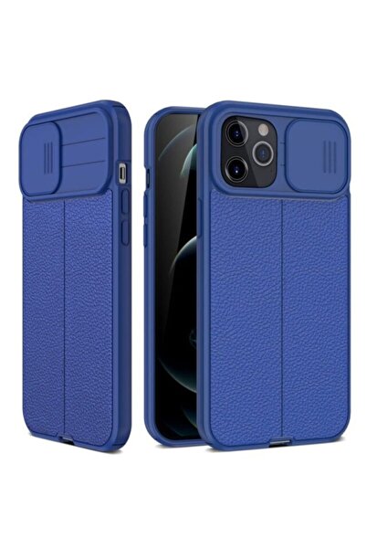 Fibaks Iphone 13 Mini Uyumlu Kılıf Sürgülü Slide Kamera Korumalı Deri Görünümlü Leke Tutmaz Lüks Silikon