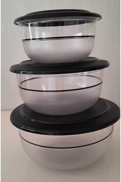 Tupperware Kristalin Set 3 Lü Siyah Şeritli