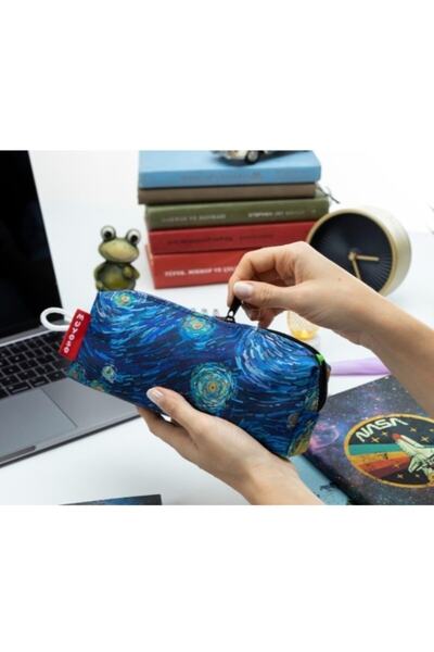 PASİFİK HOME Калъф за моливи и грим с един цип и мотив „Звездна нощ“