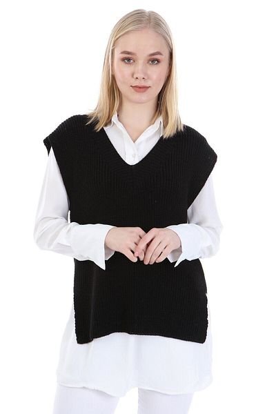 Ananas Women's Black Side Slit Sweater