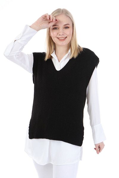 Ananas Women's Black Side Slit Sweater