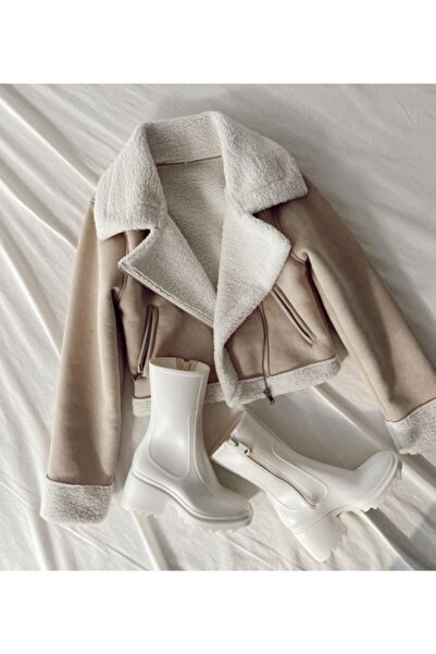 Boyraz Giyim Kuzu Yumoş Kaplama Nubuk Crop Kaban