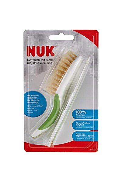 Nuk مجموعة فرشاة ومشط للأطفال باللون الأخضر