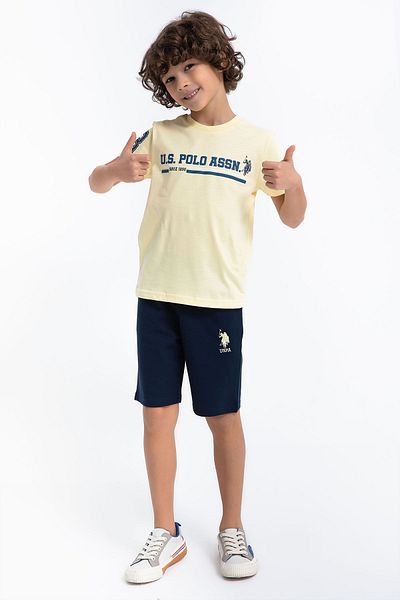 U.S. Polo Assn. Us1030 U.S. Polo Assn Classic Light Yellow Boys Bermuda Set