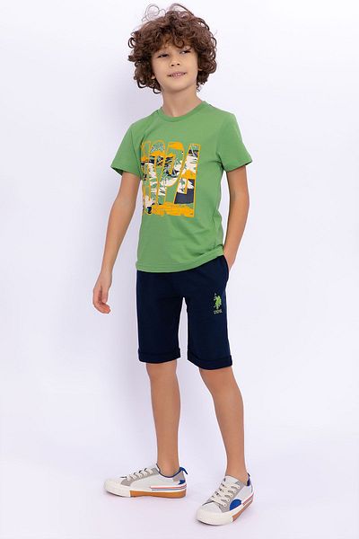 U.S. Polo Assn. Costum Bermudă Verde Iarbă pentru Băiat - De bază